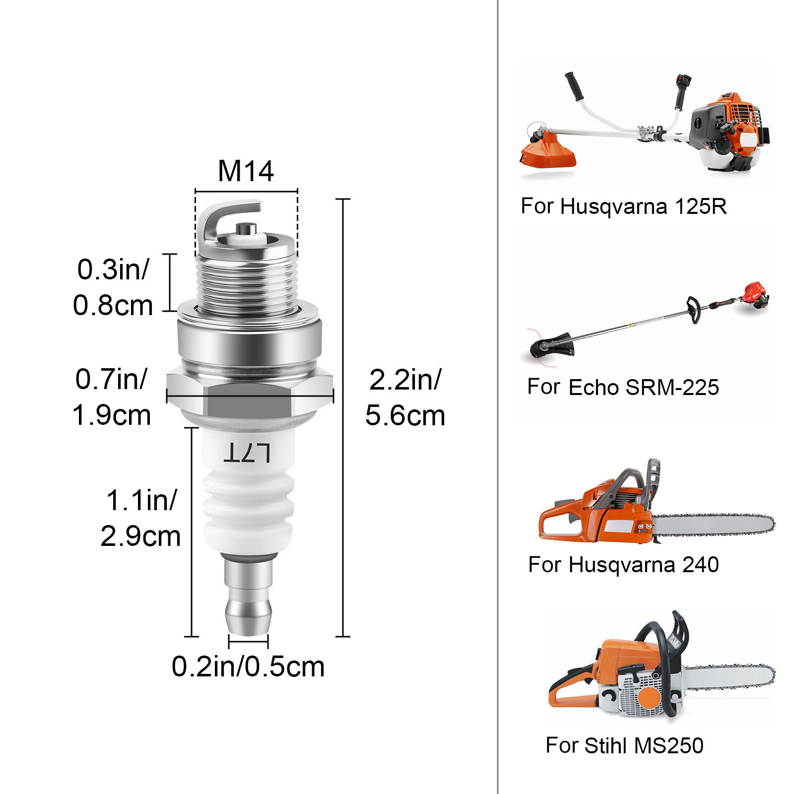 10x L7T Spark Plugs for 2-Stroke Engines Chainsaw ATV Lawn Mower Blower Trimmer gallery
