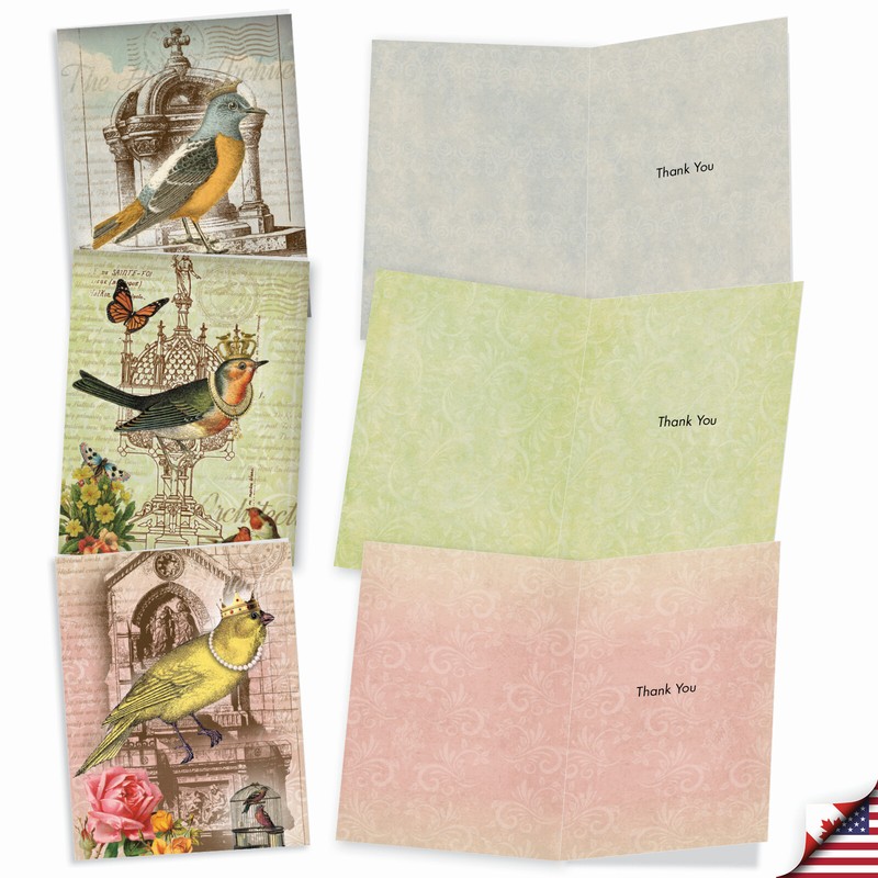 10 Assorted All Occasion Blank Note Cards with Envelopes - ROYAL BIRDS M2343OCB gallery