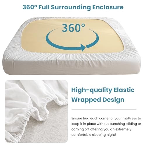 100% Linen Fitted Sheet - Organic Deep Pocket Bed Sheets for 16" Queen White gallery