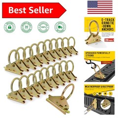 Versatile 20pcs E-Track Tie-Down O-Rings with 2500lb Break Strength, Gold Finish