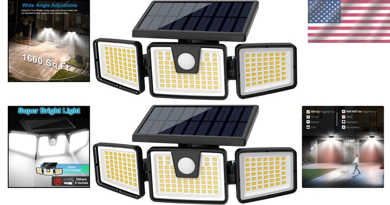 High Brightness Solar LED Security Lights - Waterproof Motion Sensor, 800 Lumens gallery