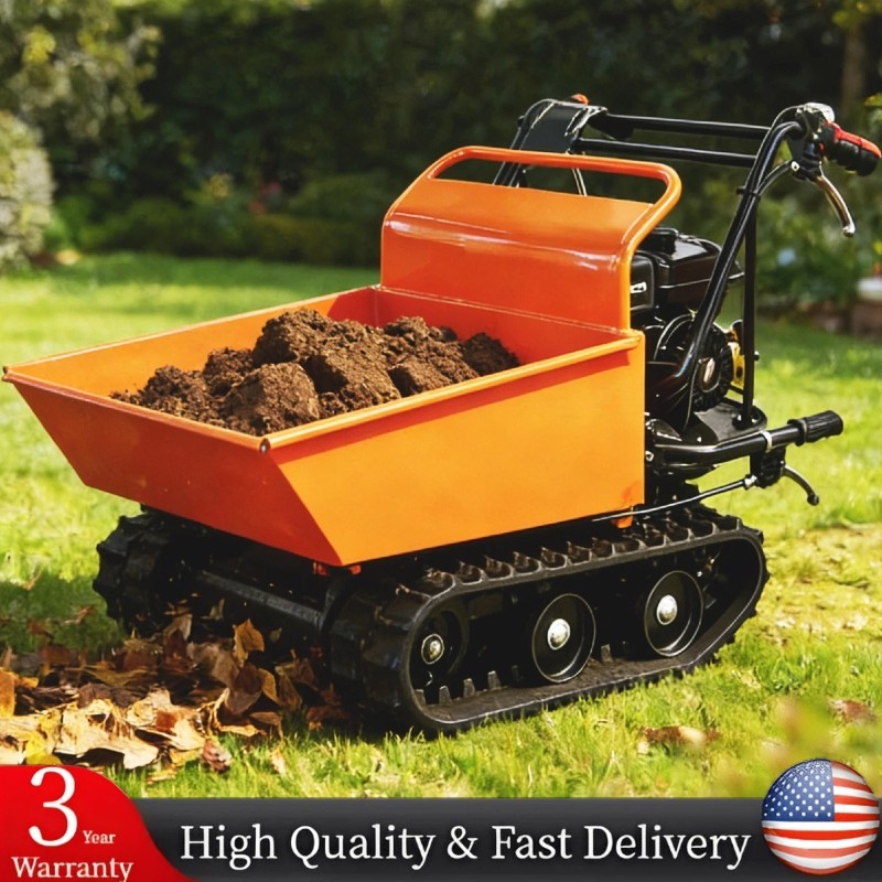 660lb Loading Track Barrow Gas Powered Welded Bucket B&S CR950 6.5HP 208cc 3F+1R gallery