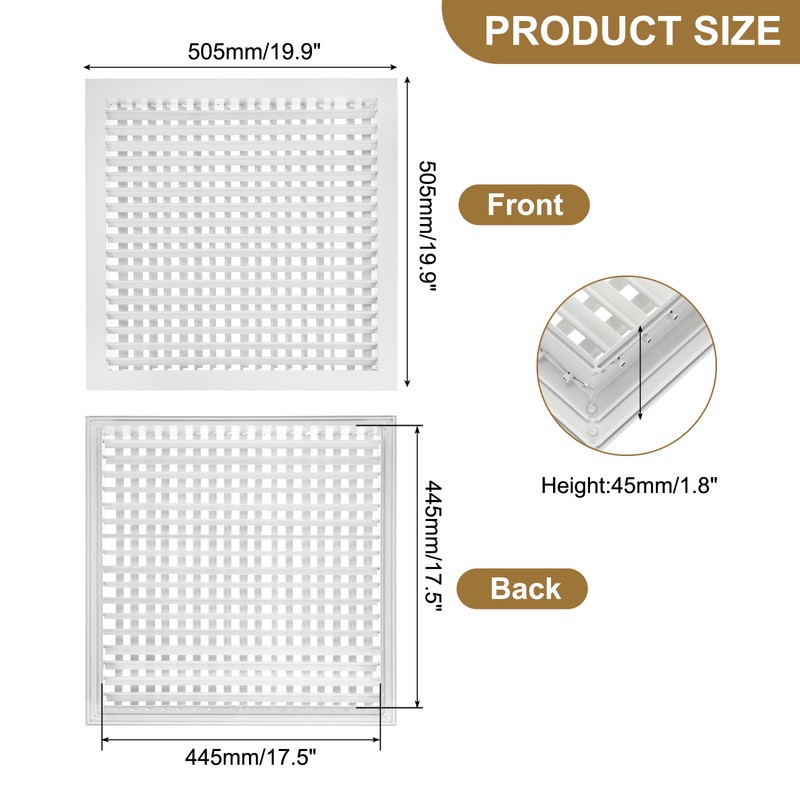 18" x 18" Aluminum Double Deflection Adjustable Air Supply Diffuser, White gallery