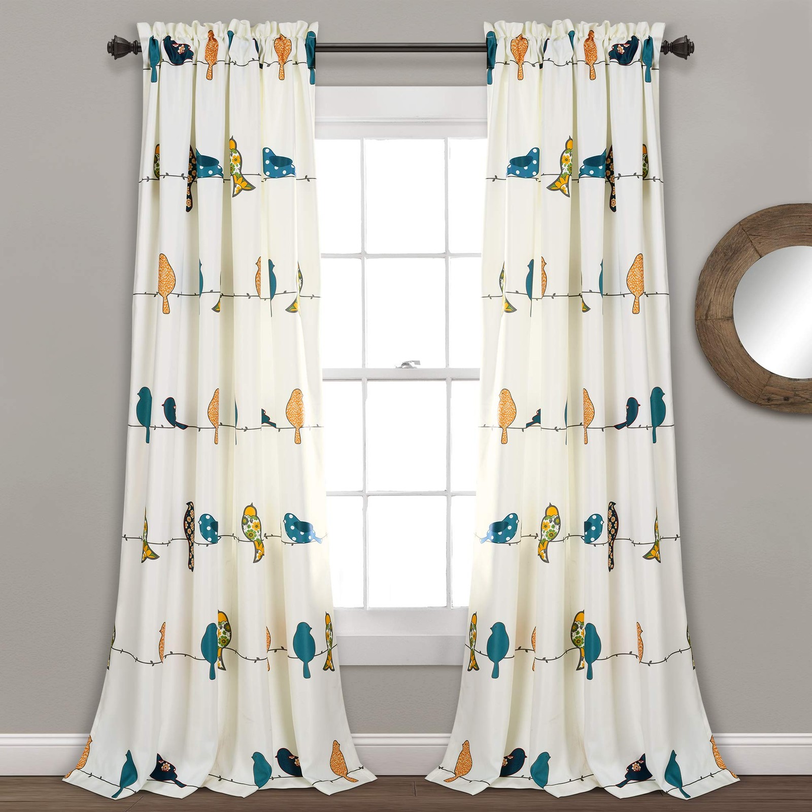 Rowley Birds Light Filtering Window Curtain Panels Pair 52 W X 84 L Multi Colo gallery