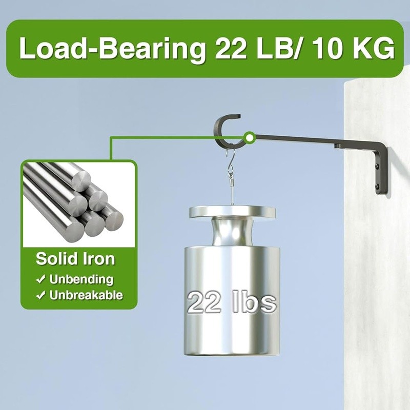 Durable Wall Mount Plant Hanger Rustic Iron Bracket Easy Install Supports 20kg gallery