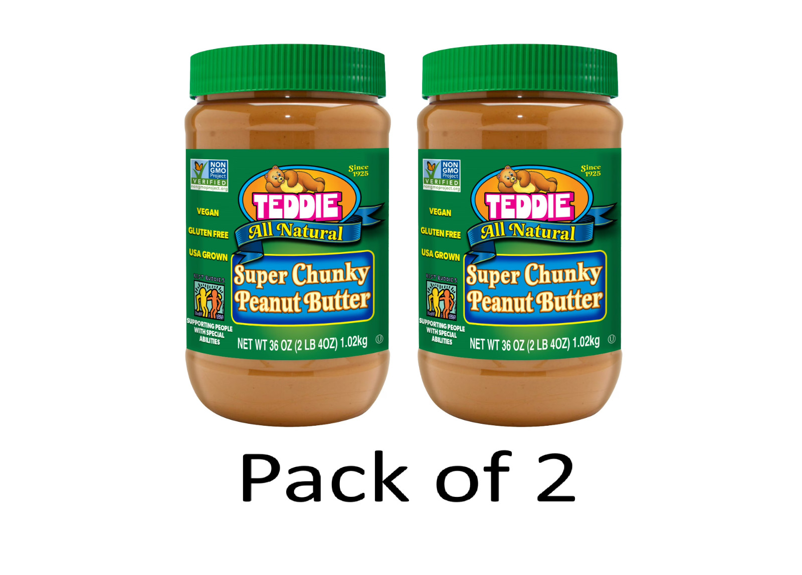 (2 pack) Teddie All Natural Super Chunky Peanut Butter, 36 oz gallery