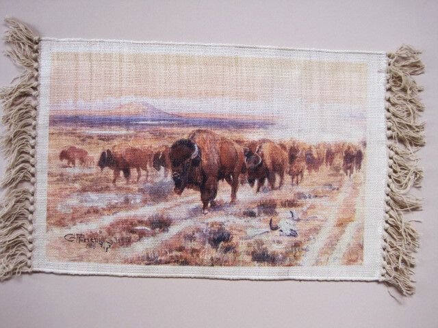 DIGATALLY PRINTED Poly/cotton Canvas OPEN RANGE BUFFALO G RUSSELL Placemats - 2 gallery