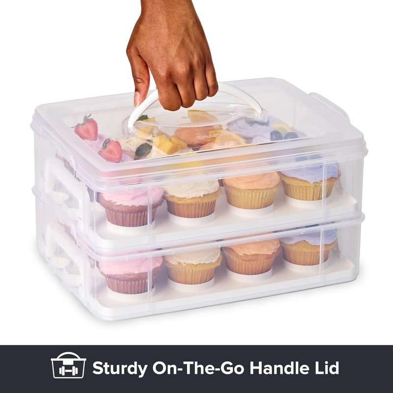 2-Layer, 24 Cupcakes Plastic Detachable Cupcake Carrier Storage Container Wit... gallery