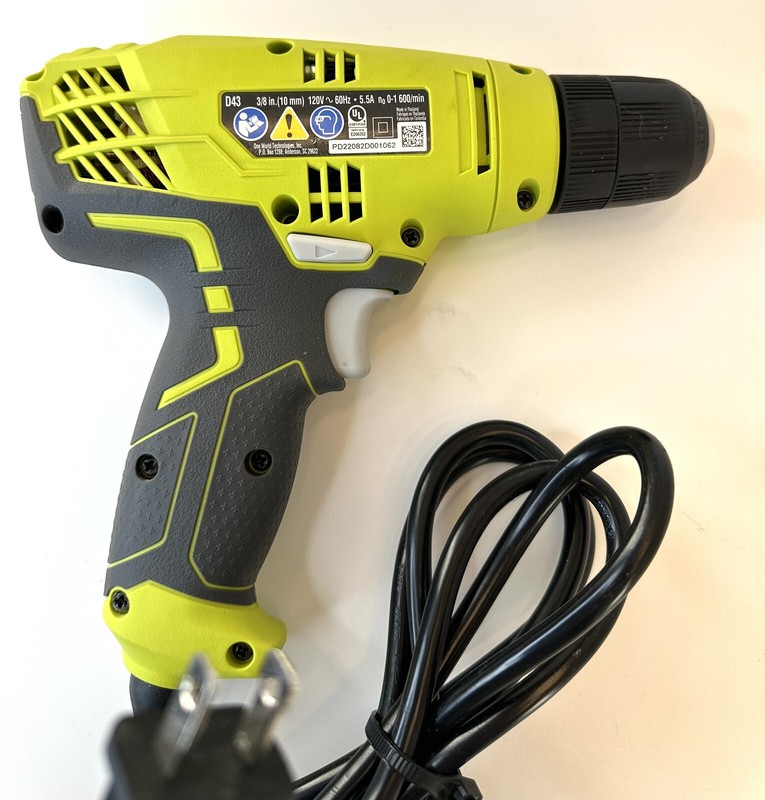 Ryobi 3/8 in Variable Speed Compact Drill Driver Corded With Bag Model D43 gallery