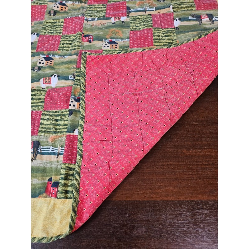Farmhouse Patchwork Quilt 41x50 Multicolor Excellent Rustic Barn gallery