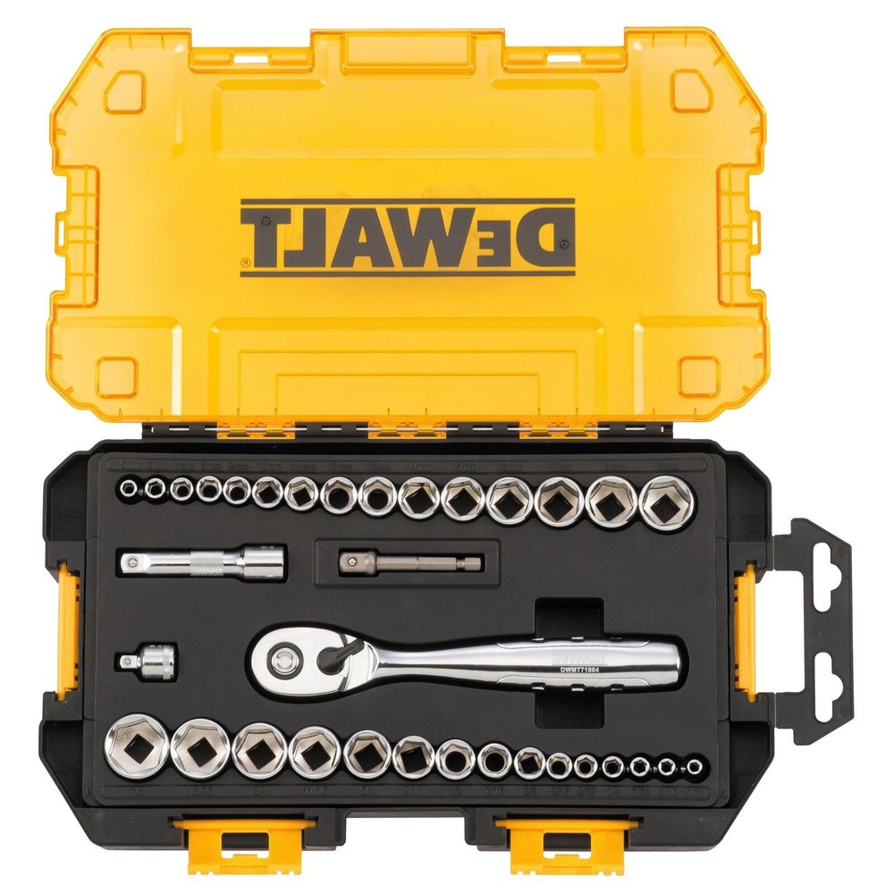 DEWALT Socket Set, 1/4-Inch & 3/8-Inch Drive, SAE/Metric, 34-Piece New Sealed