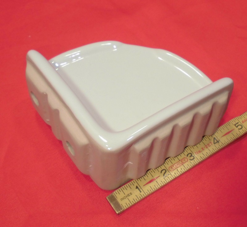 Vintage White; Extra Small Ceramic Corner Bath-Shower Soap Dish-Tray-Shelf 5" gallery