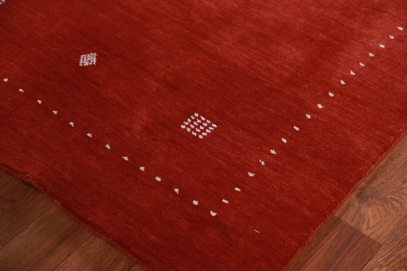 Rust/ Ivory Bordered Handmade Wool Gabbeh Indian Rug 3x5 ft. Foyer Carpet gallery