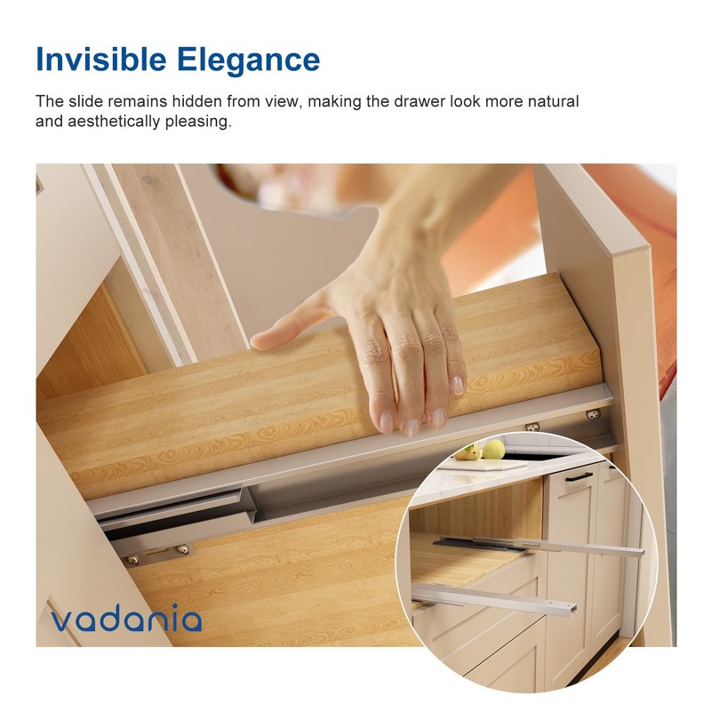 10" Undermount Drawer Slide 1 Pair Push to Open 88 lb Full Extension Bottom gallery