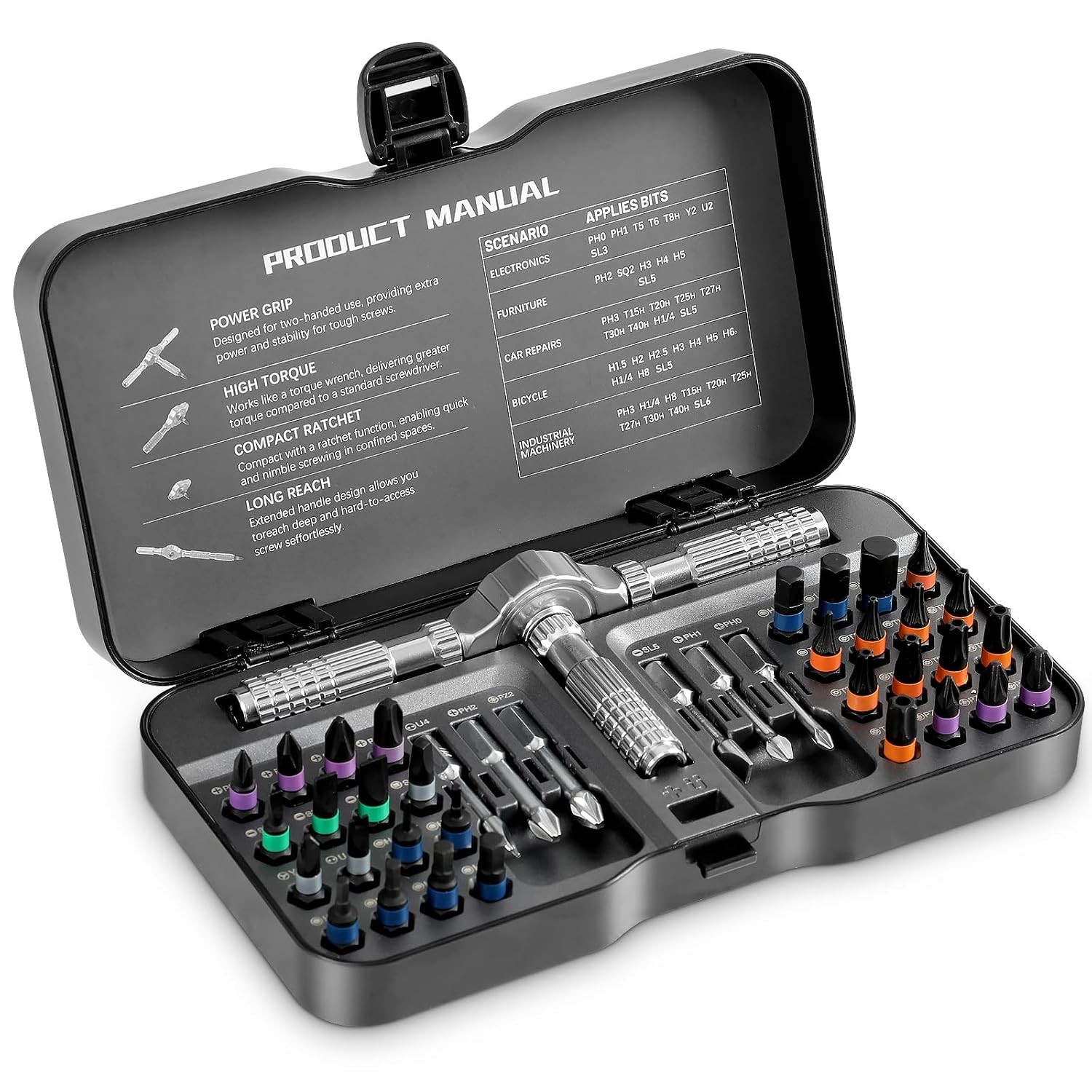 40 In 1 Ratcheting Screwdriver Set Multi Bit S2 Steel Bits Detachable Ratchet gallery
