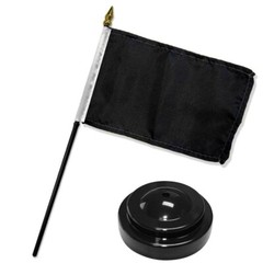 Solid Black Plain Flag 4″x6″ Desk Set Table Stick Black Base 100D