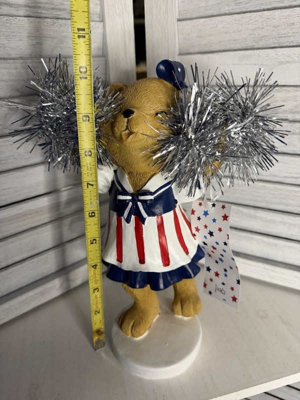 ❤️🤍💙NWT Stars & Stripes Americana Cheerleader Teddy Bear Figure gallery