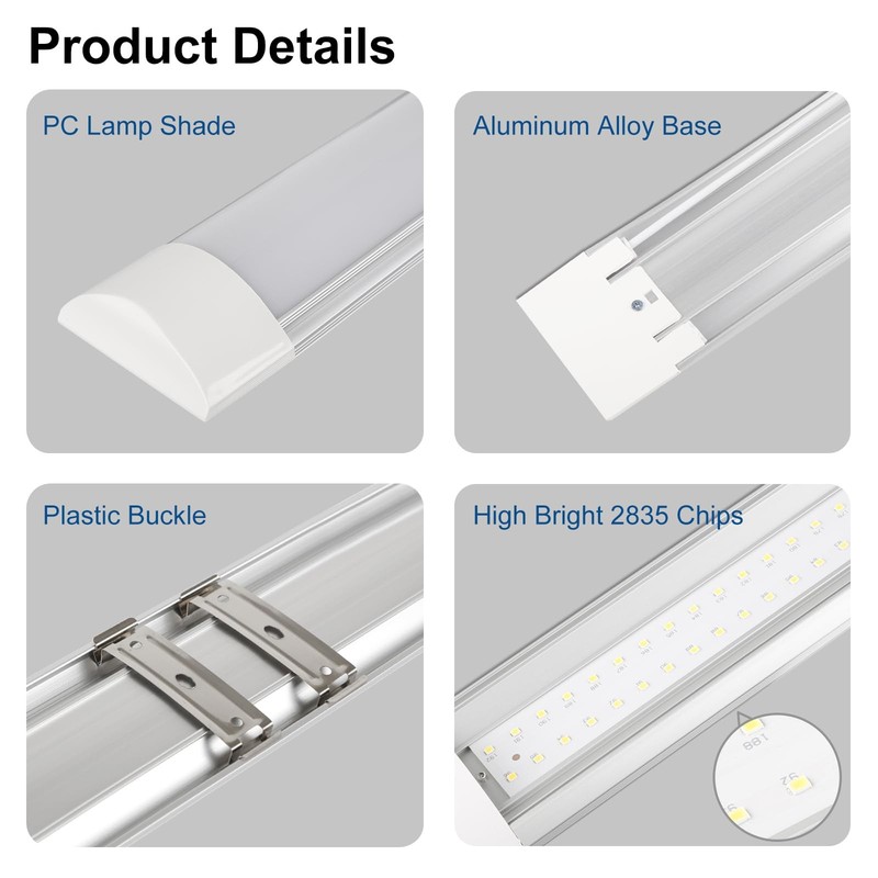 Colmeguna 2 Pack 3FT LED Batten Light, Ultra-Thin Ceiling Surface Mounted, 30... gallery