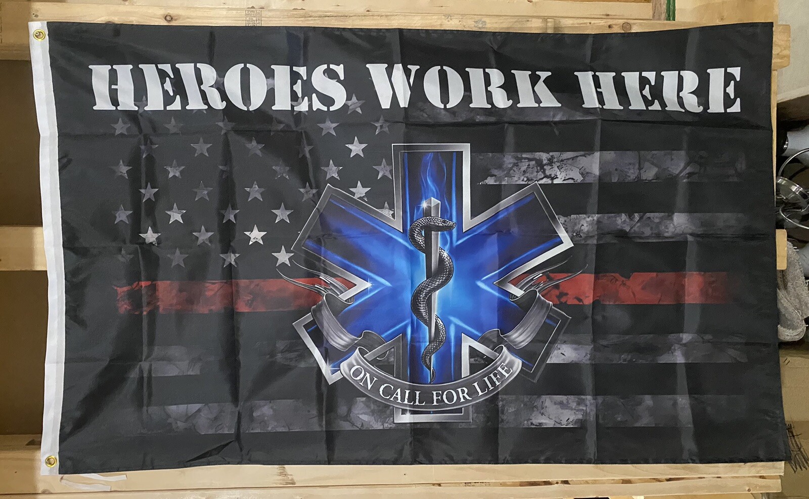 Fire EMS Flag FREE SHIP Paramedic First Responder Volunteer Hero USA Sign 3x5’ gallery