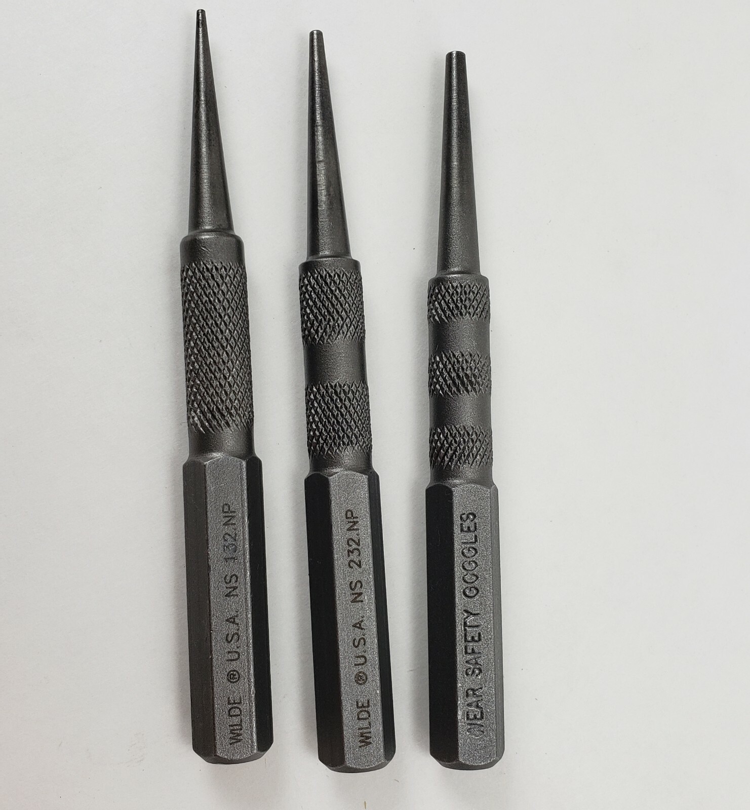 Wilde Tool 3 Pc Nail Punch Set Made in USA 1/32, 1/16, 3/32 gallery