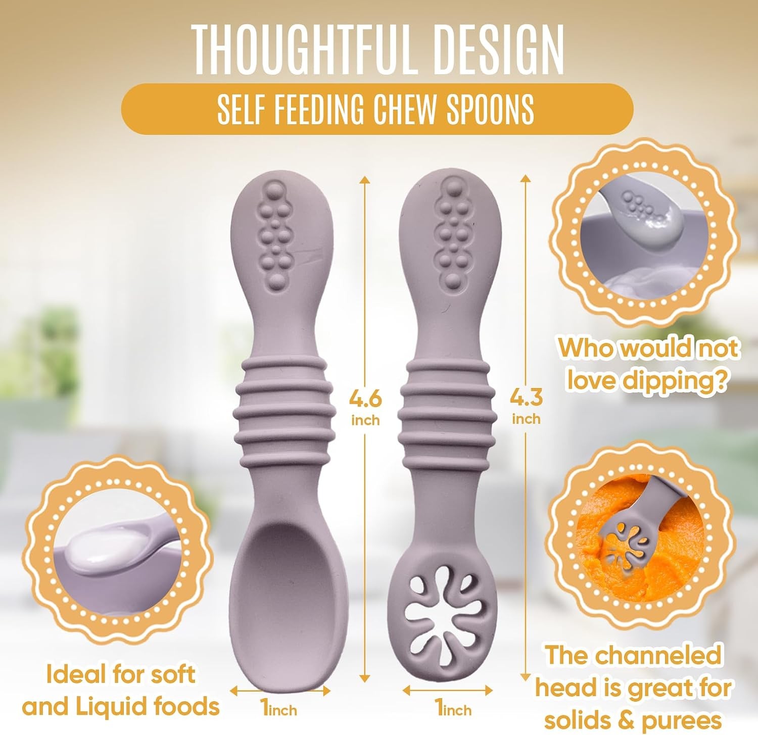 4pc Silicone Baby Spoons Self Feeding Baby Utensils 6-12 Months - 3 Baby Spoon gallery