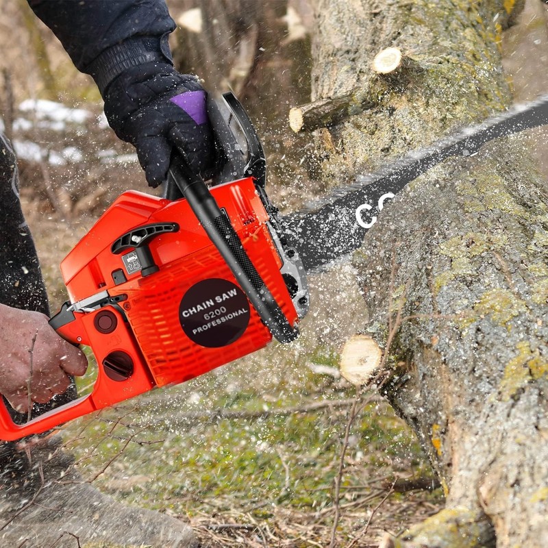 62CC 2-Cycle Gas Powered Chainsaw with 20'' Guide Bar Saw Chain Engine Cut Wood gallery