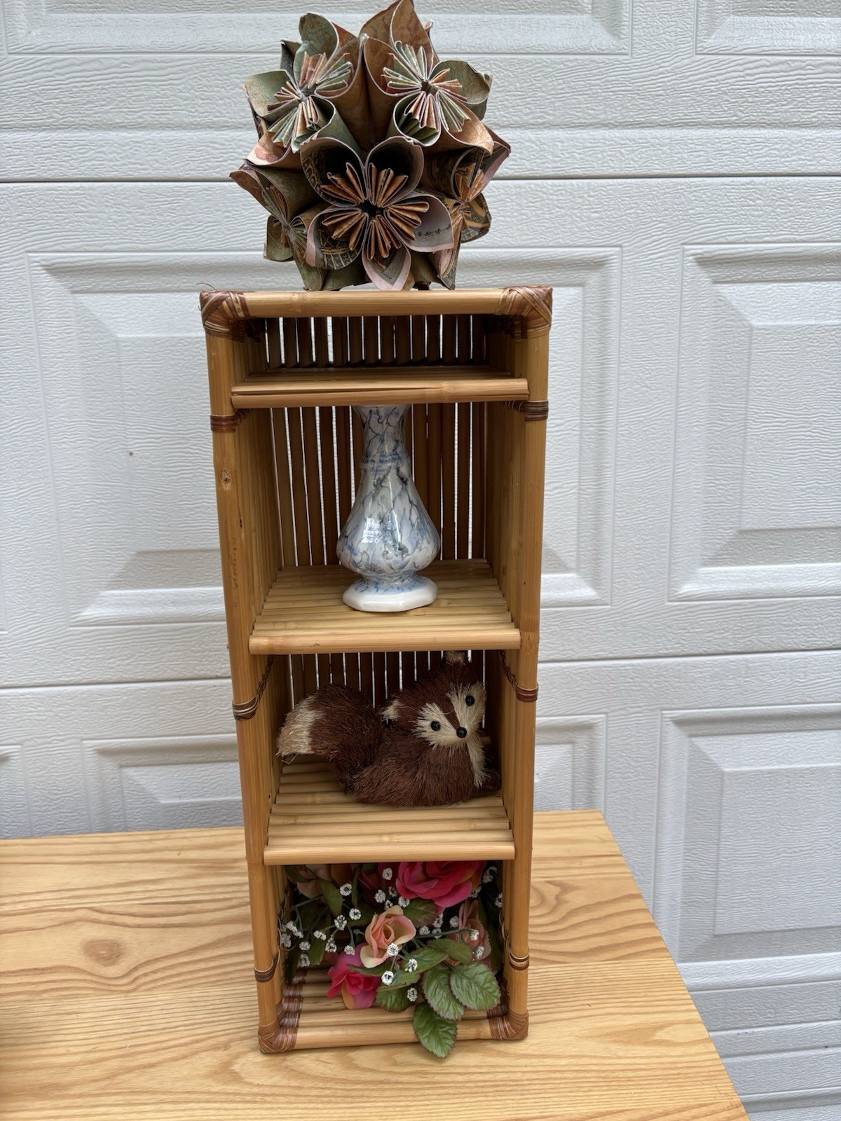 Bamboo 4 Section Shelf/Organizer. Vintage 19 In Long 7 In Deep 7 In Wide gallery