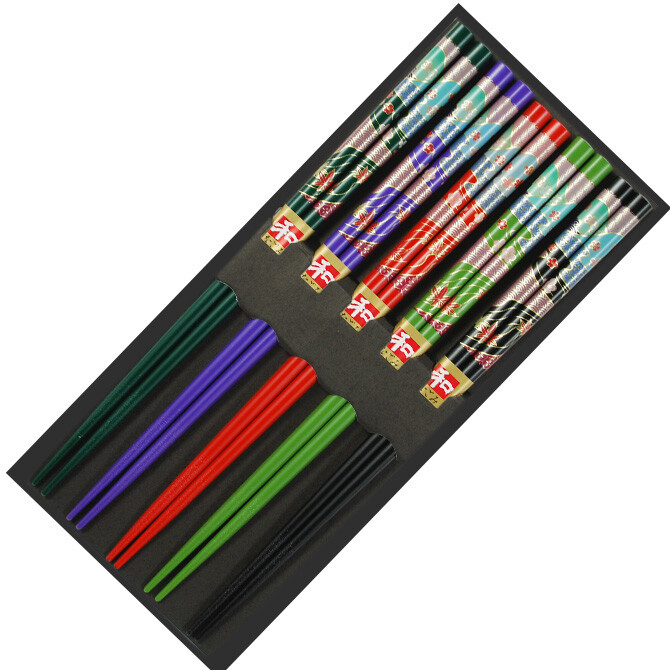 5 Pairs Japanese 9" Wooden Lacquer Chopsticks Hair Stick Set Maple Made in Japan gallery