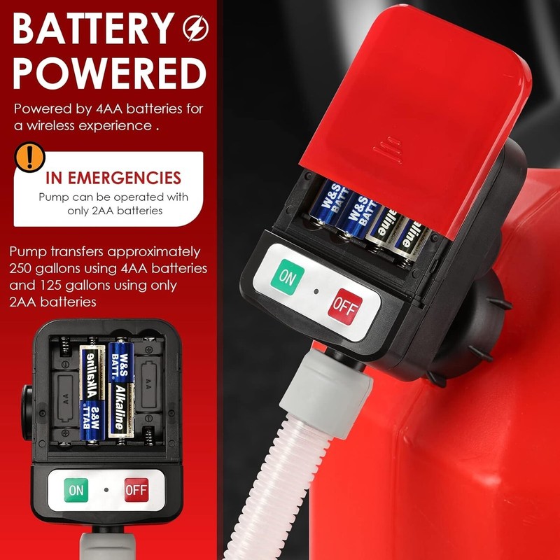 Automatic Fuel Transfer Pump with Auto-Stop, AA Gas Can Pump Battery Operated gallery