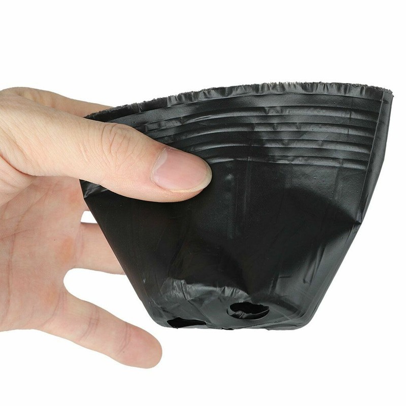 200Pcs Round Nursery Plastic Flower Pots for Plants Seedlings Black 2.6-3.5in gallery