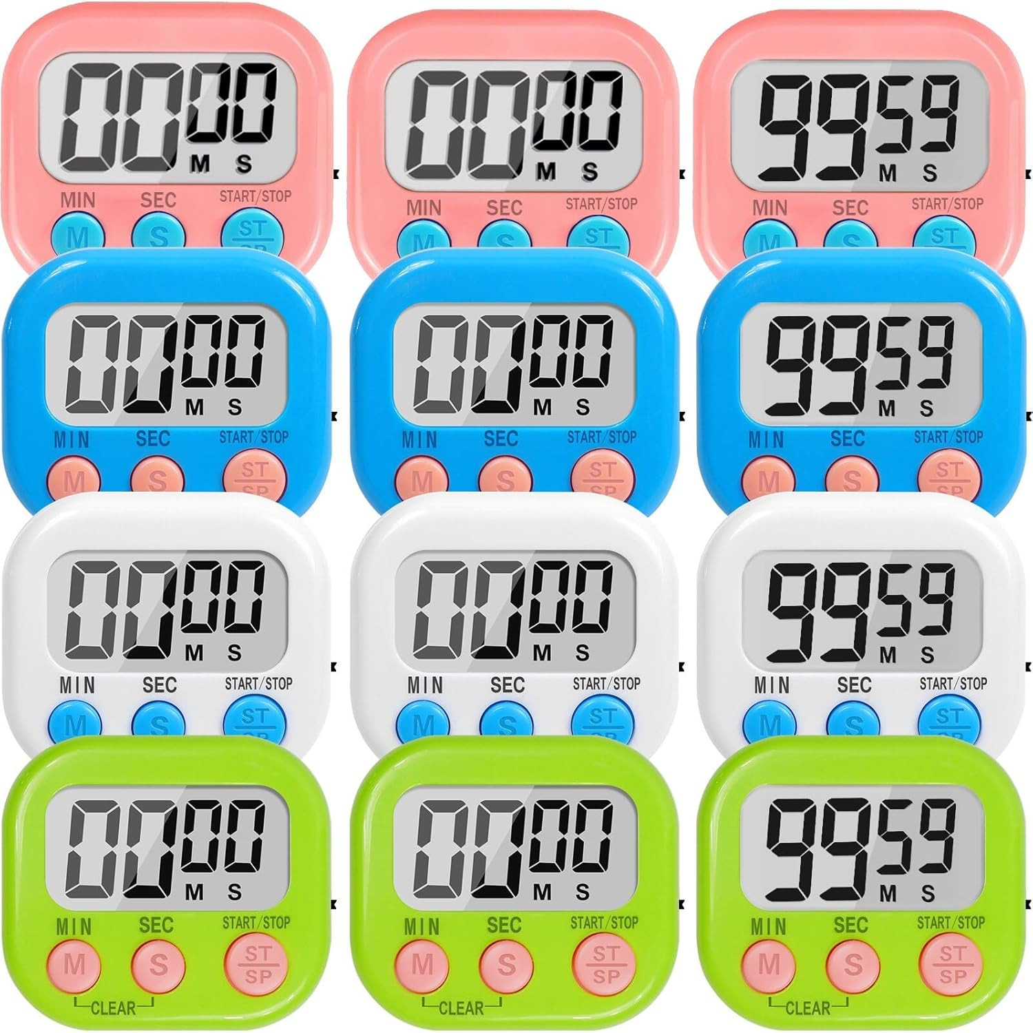 12 Pack Digital Kitchen Timers Large LCD Magnetic Countdown Timers with Alarm gallery
