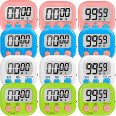 12 Pack Digital Kitchen Timers Large LCD Magnetic Countdown Timers with Alarm