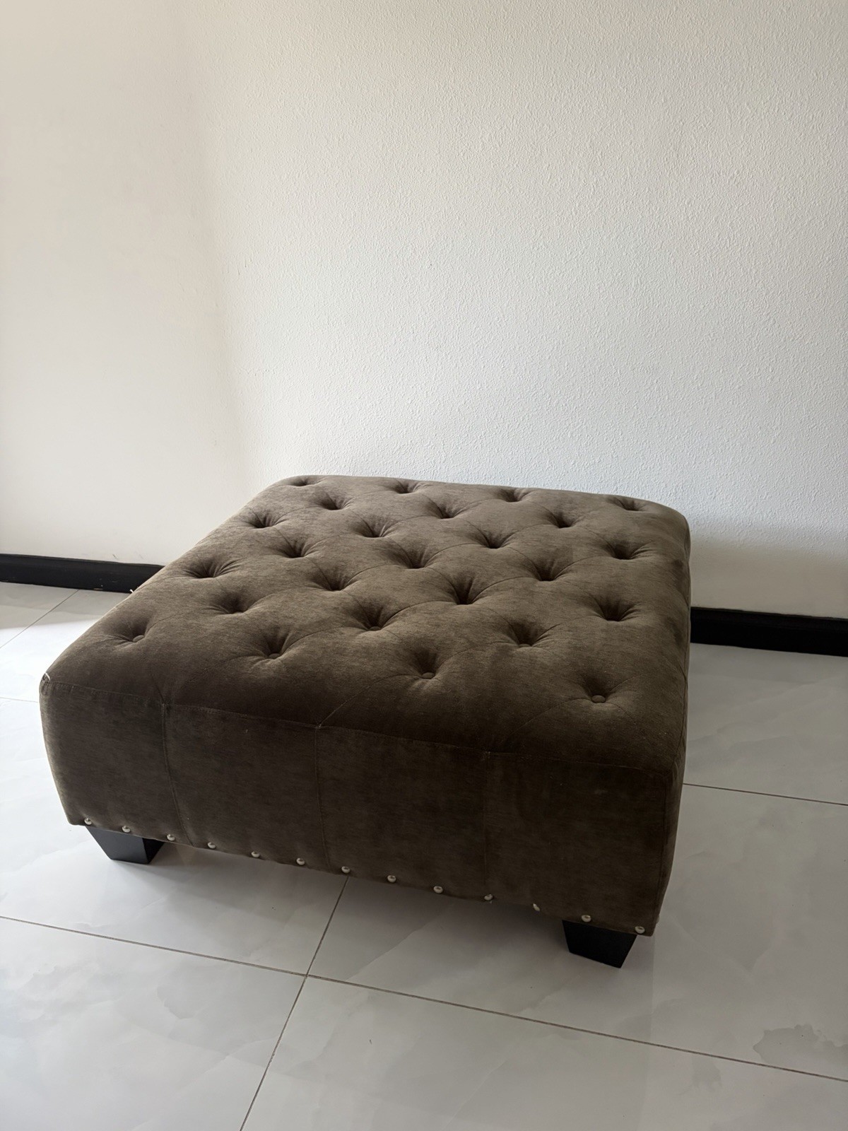 Modern Tufted Square Ottoman/Coffee Table- Gray 40x40 gallery