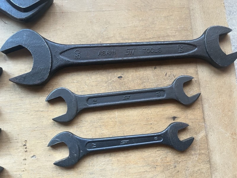 7 ASAHI, AIGO, MOK TOOLS Double Open End Wrenches SN 41-15mm Japan Machinist gallery