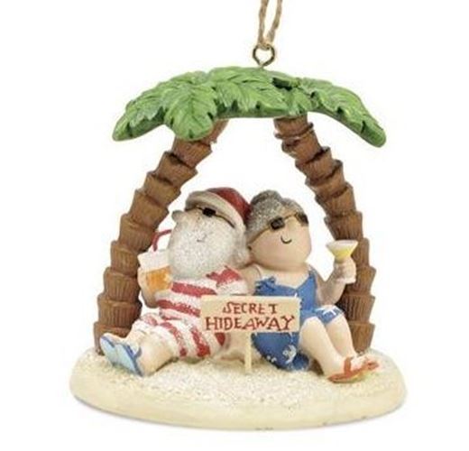 Santa's Secret Hideaway Christmas Tree Beach Themed Ornament - 870-89 gallery