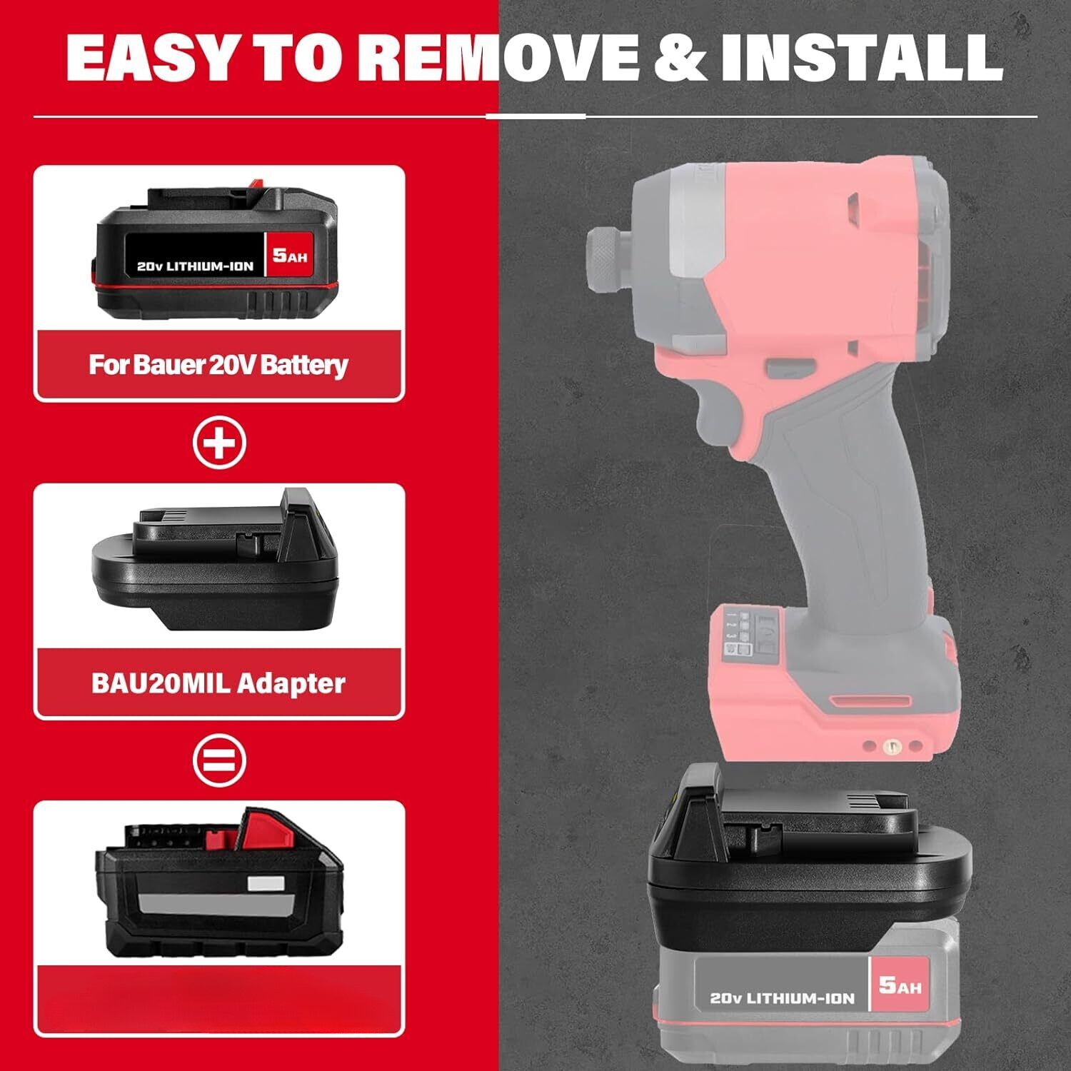 Battery Adapter For Bauer 20v Li-ion Converter to for Milwaukee 18v Power Tools gallery