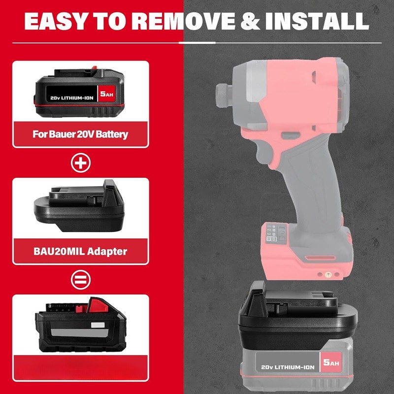 for Milwaukee 18V Tool Adapter for Bauer 20V Battery to for Milwaukee 18V Tool gallery