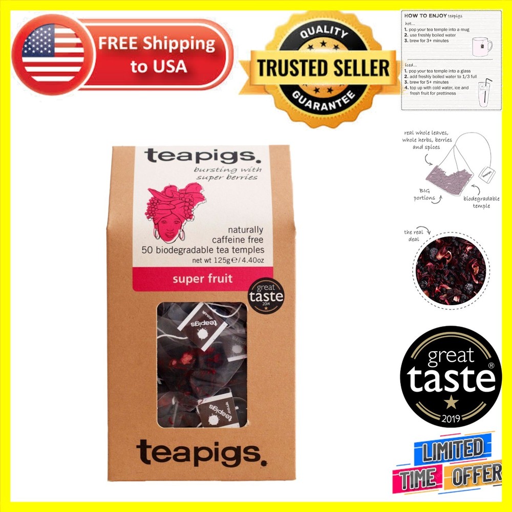 50 Count Caffeine-Free Super Fruit Tea Bags with Hibiscus & Whole Fruit
