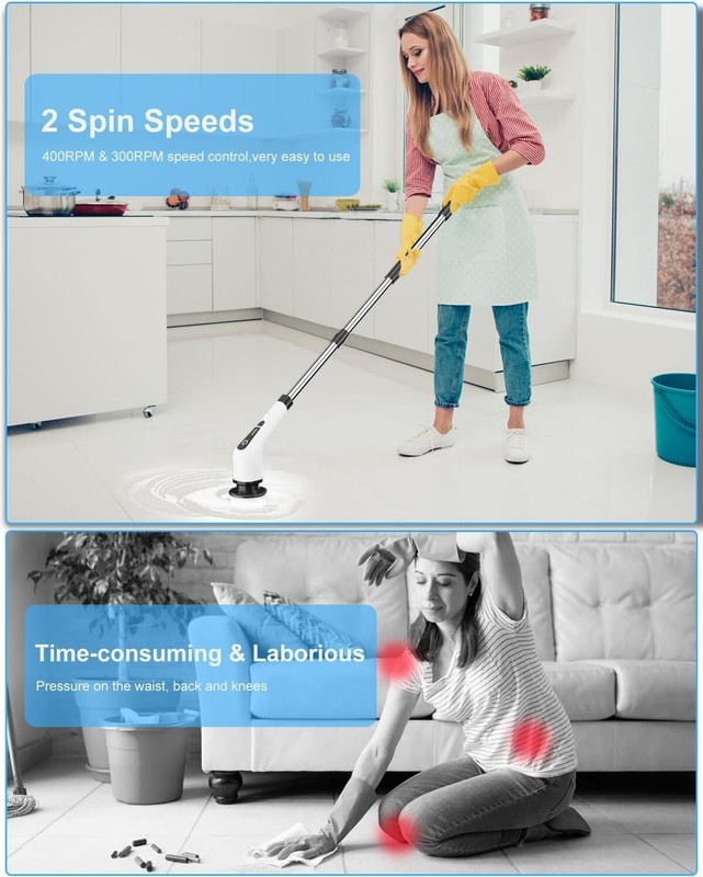 Waterproof Electric Spin Scrubber - Effortless Cleaning with 90 Min Battery Life gallery