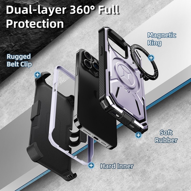 For iPhone 16 Pro Max 15 14 13 12 11 Heavy Duty Defender Case Belt Clip Holster gallery