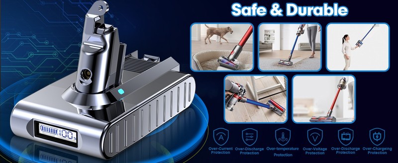 For Dyson V6 Battery DC58 V6 Trigger Extra DC59 SV09 SV03 Battery W LED Display gallery