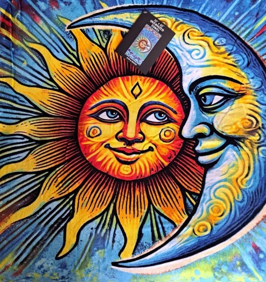 Sun & And Moon Towel Bath Beach Pool Gift Celestial Faces Merge 30x60 Waves Sky gallery
