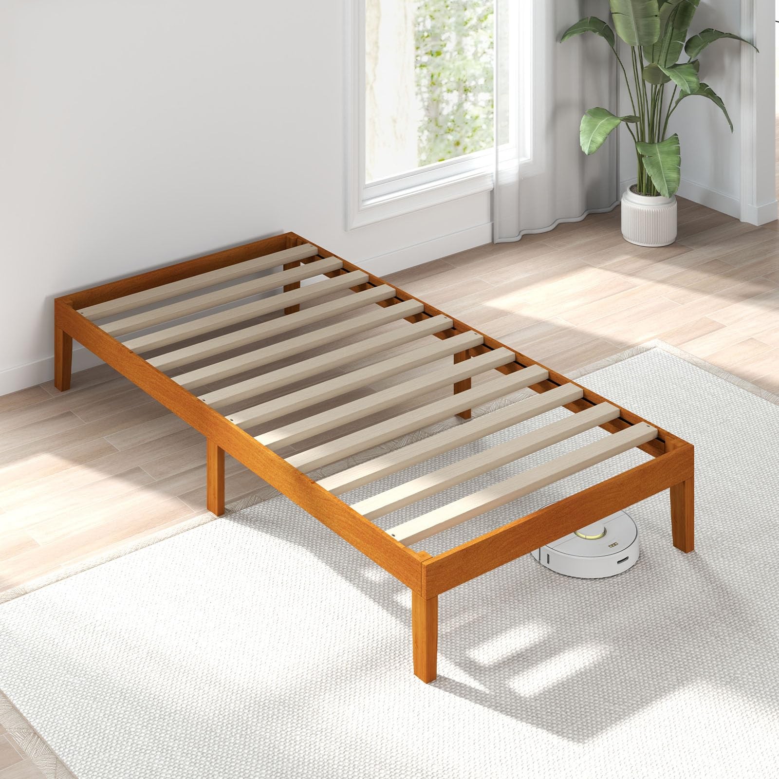 Solid Wood Bed Frame Wooden Platform Bed with Support Slats,Twin Full Queen King gallery