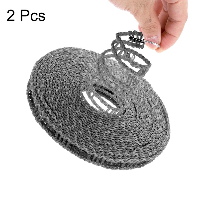 2pcs Windproof Clothesline, 5M 16.4ft Plastic Non-Slip Clothes Drying Rope, Grey gallery