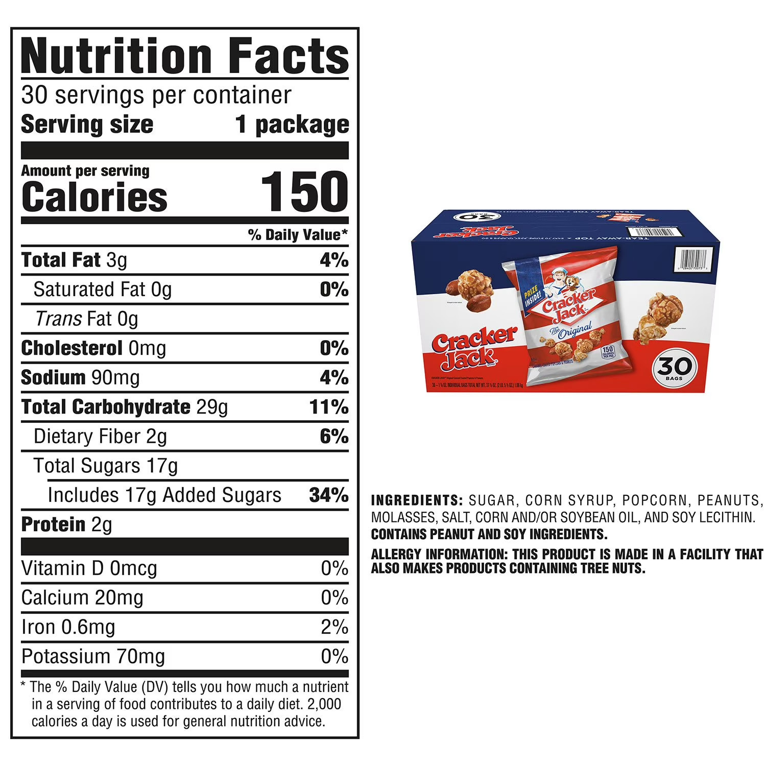 Cracker Jack Original Caramel Coated Popcorn and Peanuts (1.25 oz., 30 pk.) gallery