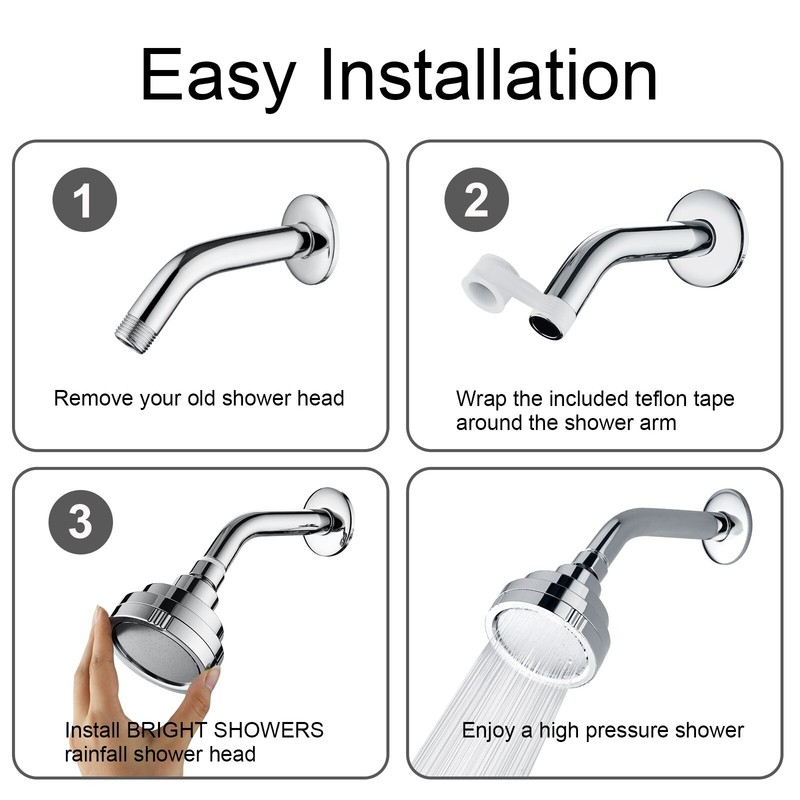 New High Pressure Rain Showerhead Fixed Shower Head Angle Adjustable gallery