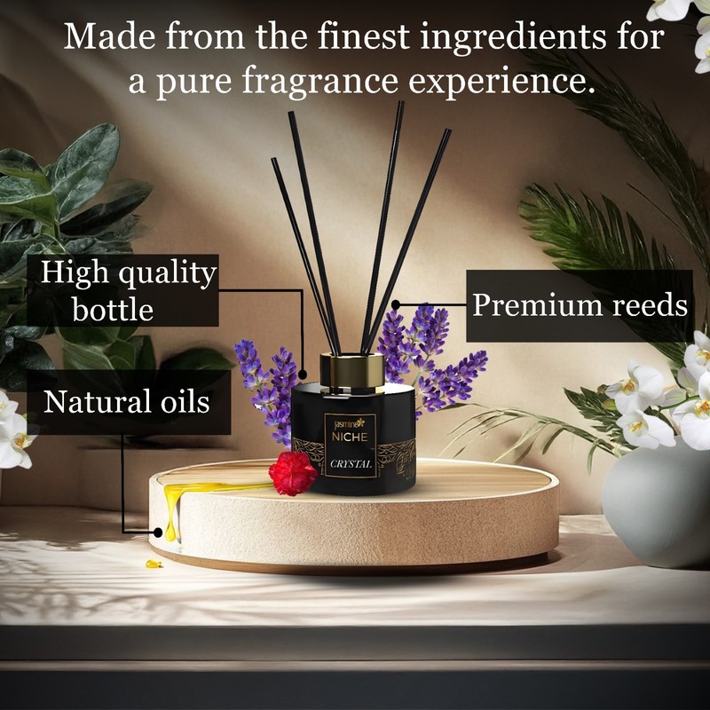 Luxury Jasmine NICHE CRYSTAL Reed Diffuser Set 5.41 fl oz Long Lasting Fragrance gallery