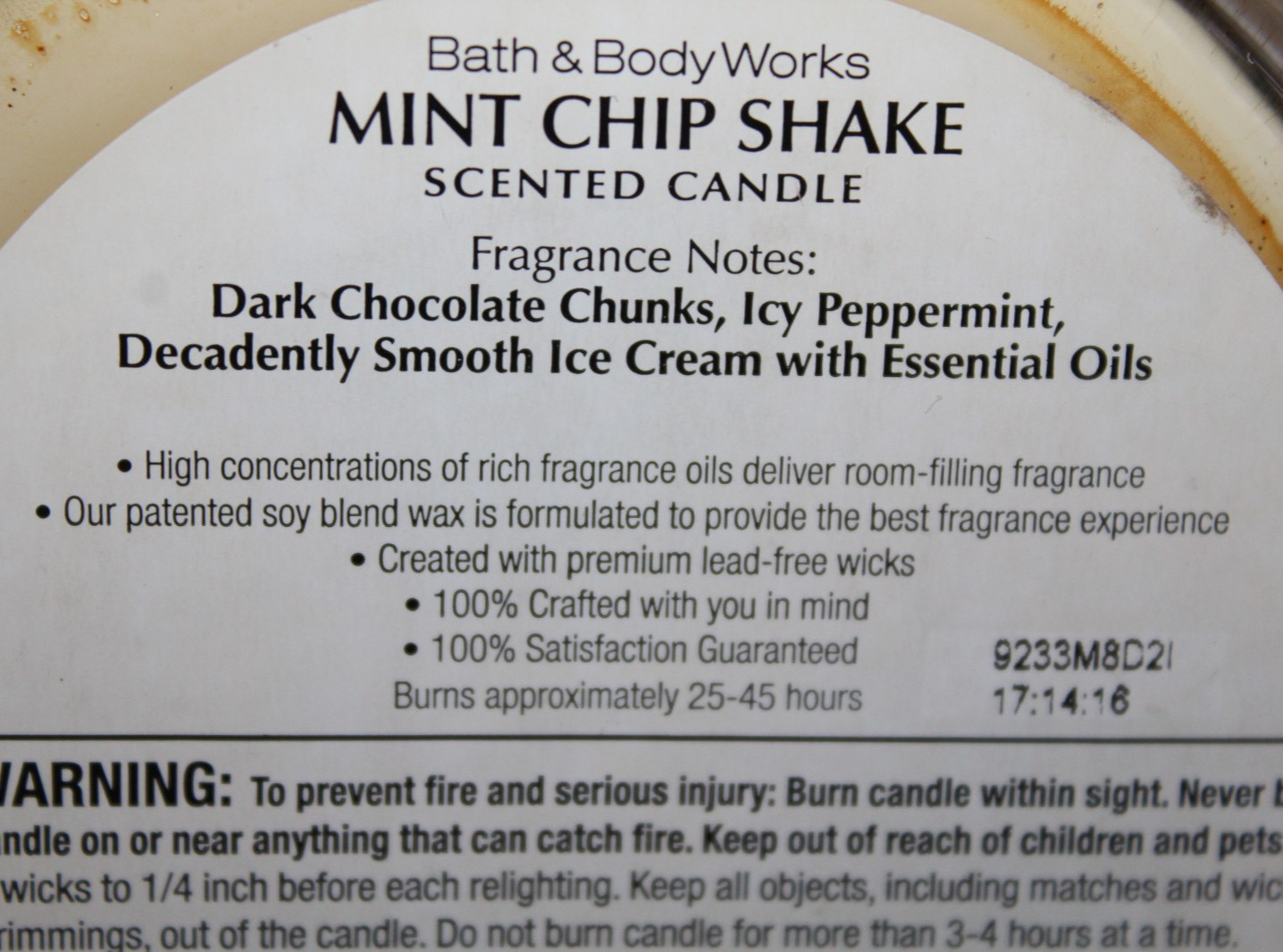 Bath & Body Works White Barn MINT CHIP SHAKE 3-Wick 14.5 Oz Scented Candle gallery