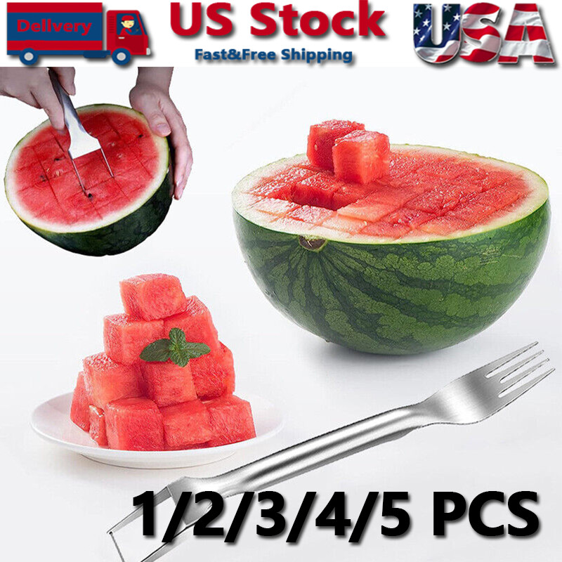 Watermelon Slicer Cutter,2-in-1 Fork Stainless Steel Fruit Cutting Artifact gallery
