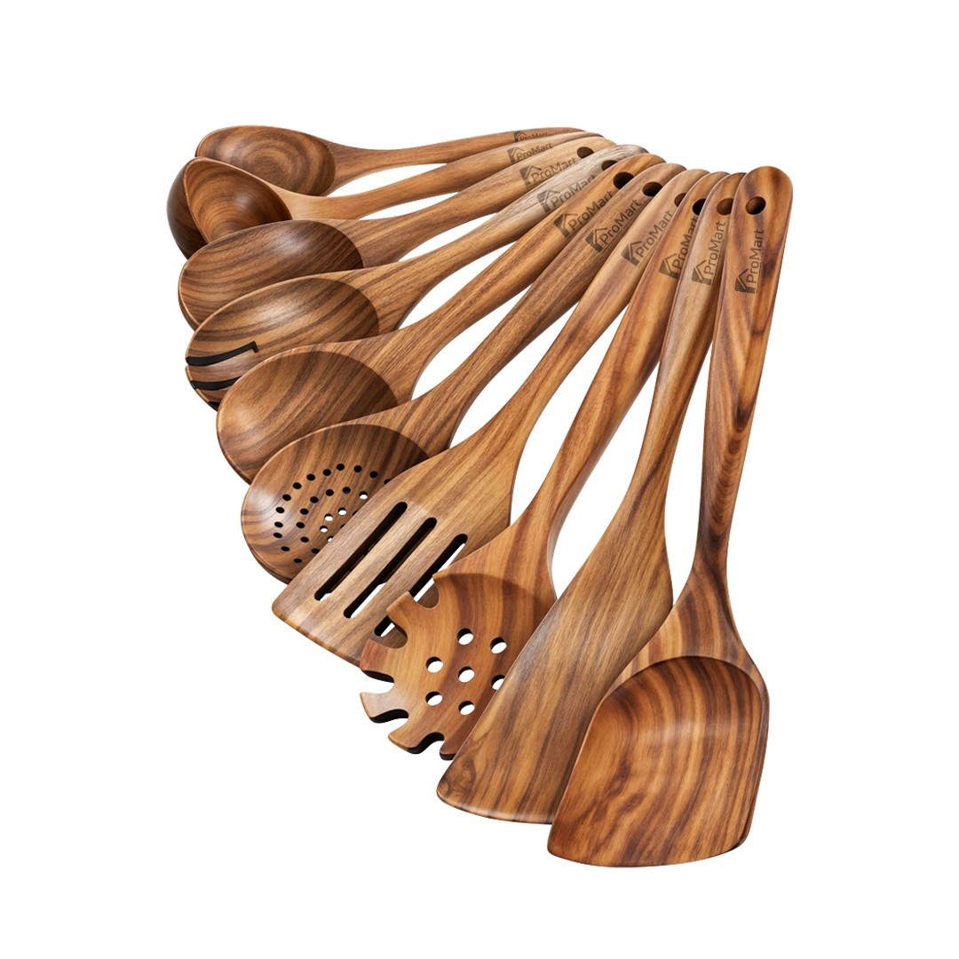 10-Piece Teak Wood Cooking Utensils Set - Sturdy, Lightweight & Heat-Resistant gallery